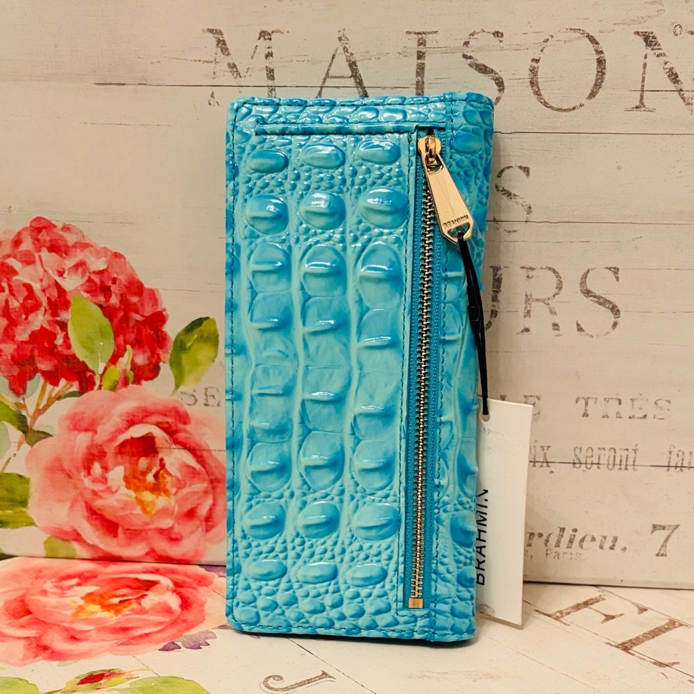 NWT✨BRAHMIN TROPIC BLUE MELBOURNE🩵 ADY WALLET RARE - Picture 6 of 16